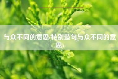 与众不同的意思(特别造句与众不同的意思)