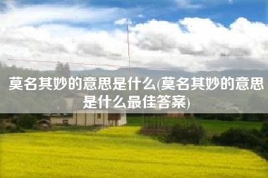 莫名其妙的意思是什么(莫名其妙的意思是什么最佳答案)